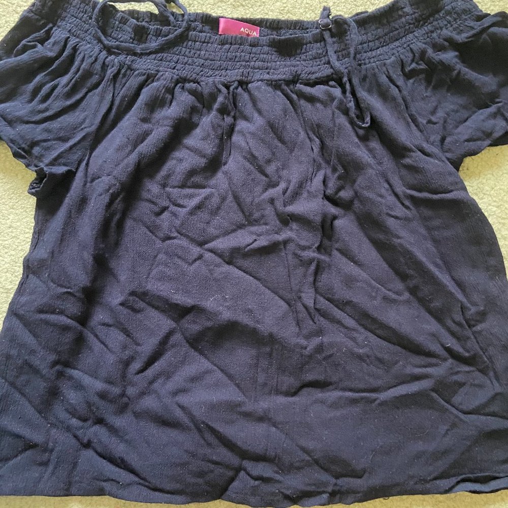 Navy Off the Shoulder Top